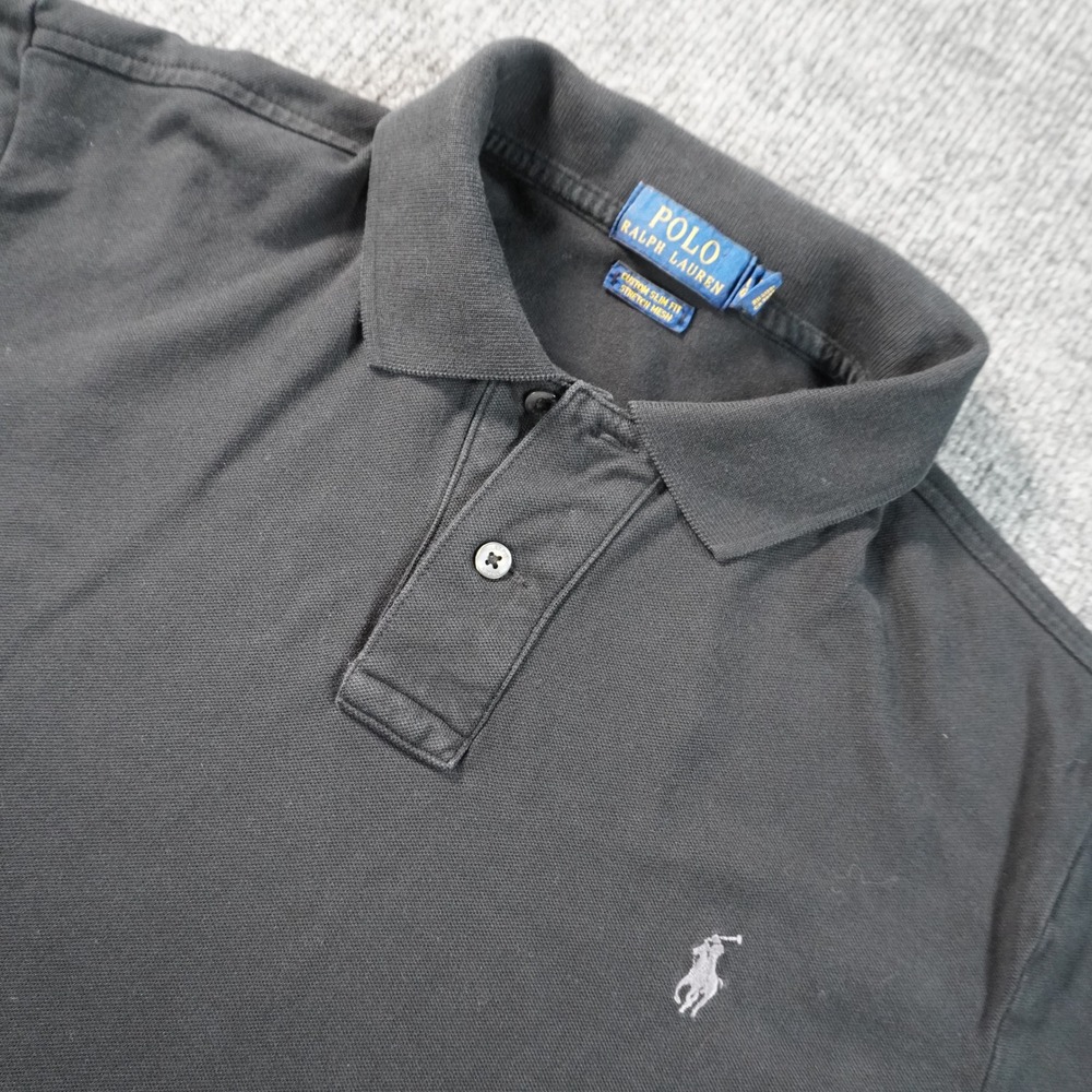 Polo Ralph Lauren Polo Shirt Mens Large Black Custom Slim Fit Stretch Mesh Pony